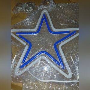 Blue and White Star Neon Light